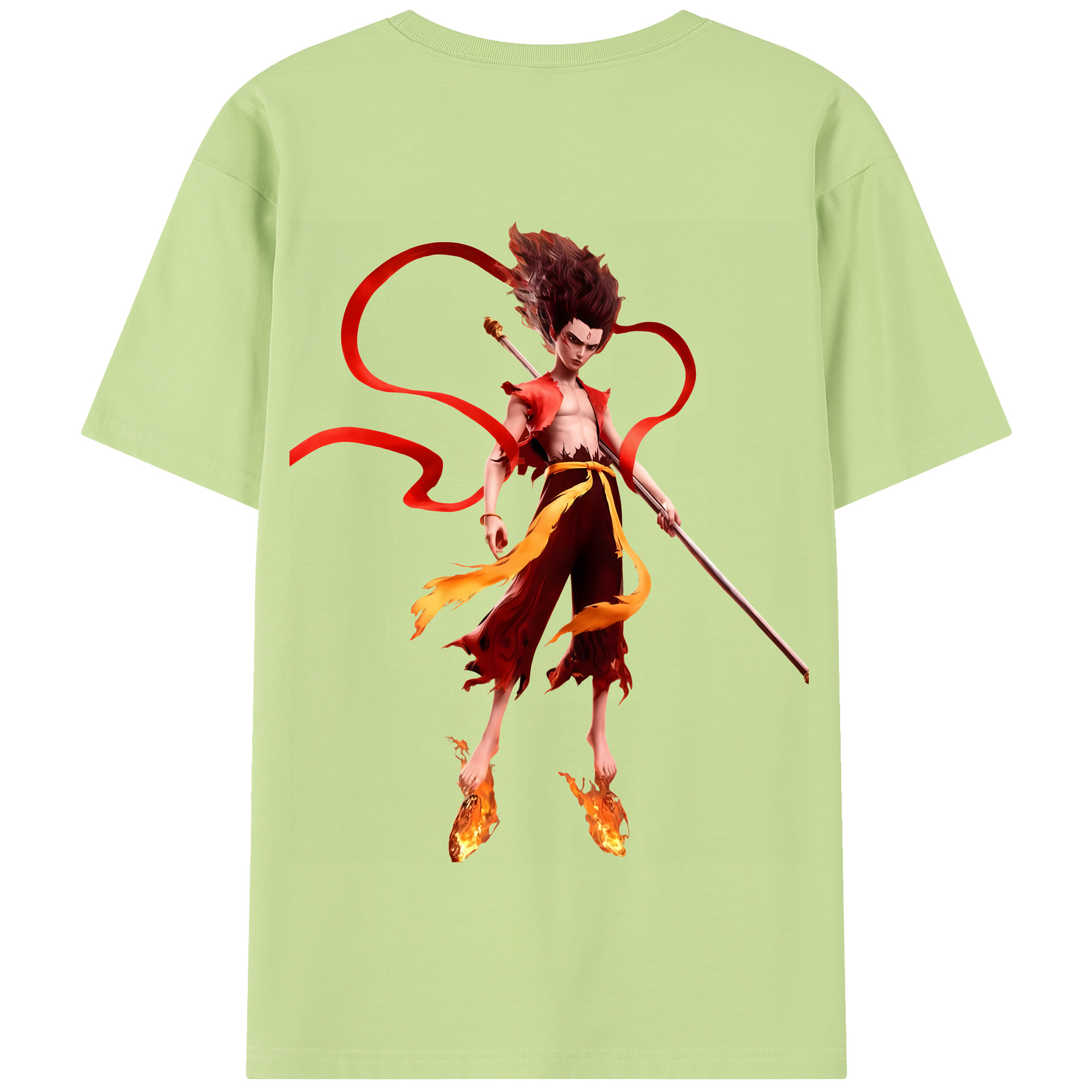 （画像用） Ne Zha 2 ナタ 魔童の大暴れ 綿100％半袖Tシャツ（背面プリント）